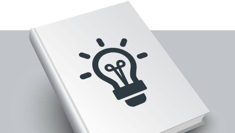 Book with a light bulb on the cover